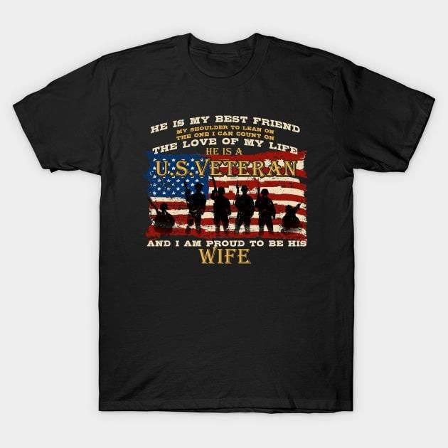 He is veteran and I'm proud to be his wife Independance Day shirt